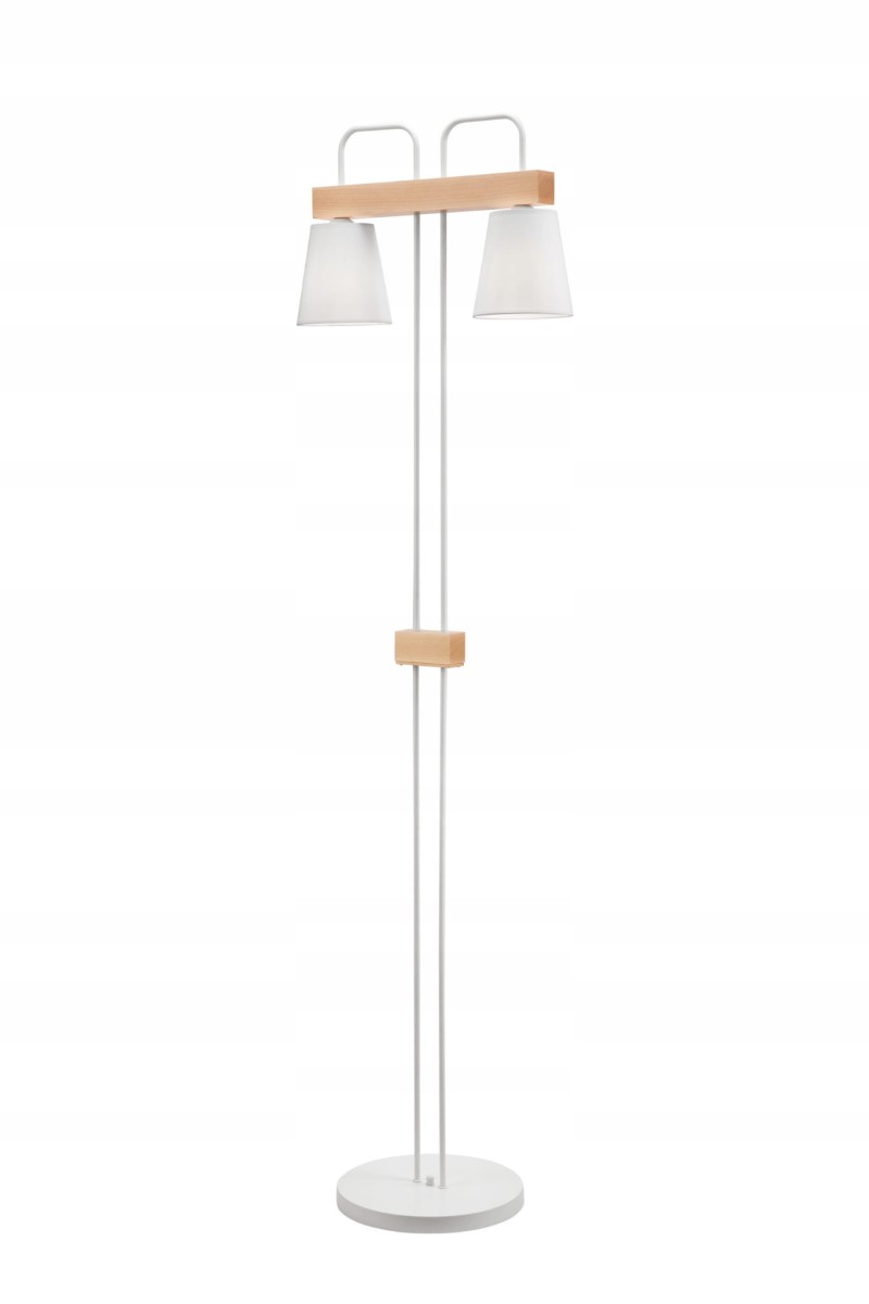 Lampa PODŁOGOWA Stojąca Loft BIAŁA Drewno BUK LUX