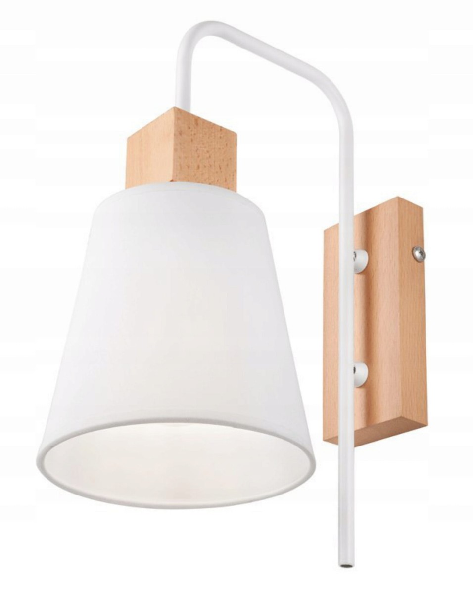 KINKIET Biały Drewno LAMPA Ścienna Ścienny BUK LUX