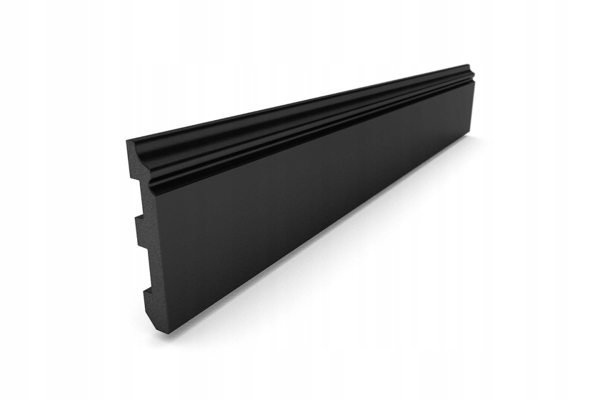 Listwa przypodłogowa CZARNA cokół faseta 200 cm LP5 - Wysokość: 79 mm Szerokość: 12.6 mm