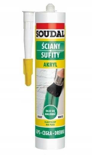 SOUDAL AKRYL Ściany Sufit BIAŁY ELASTYCZNY 280ml