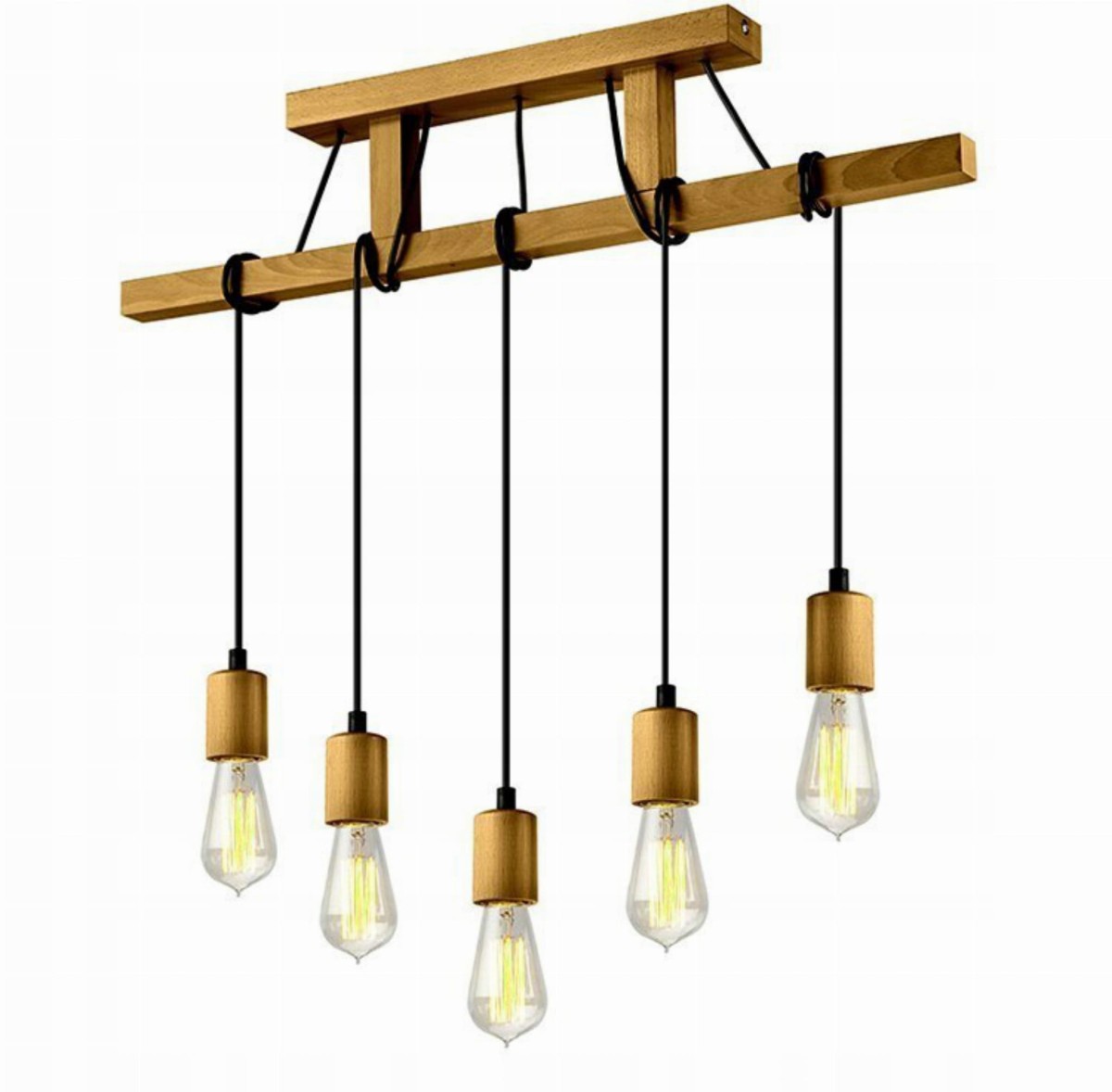 Lampa WISZĄCA SUFITOWA LOFT DREWNIANA SKANDYNAWSKI