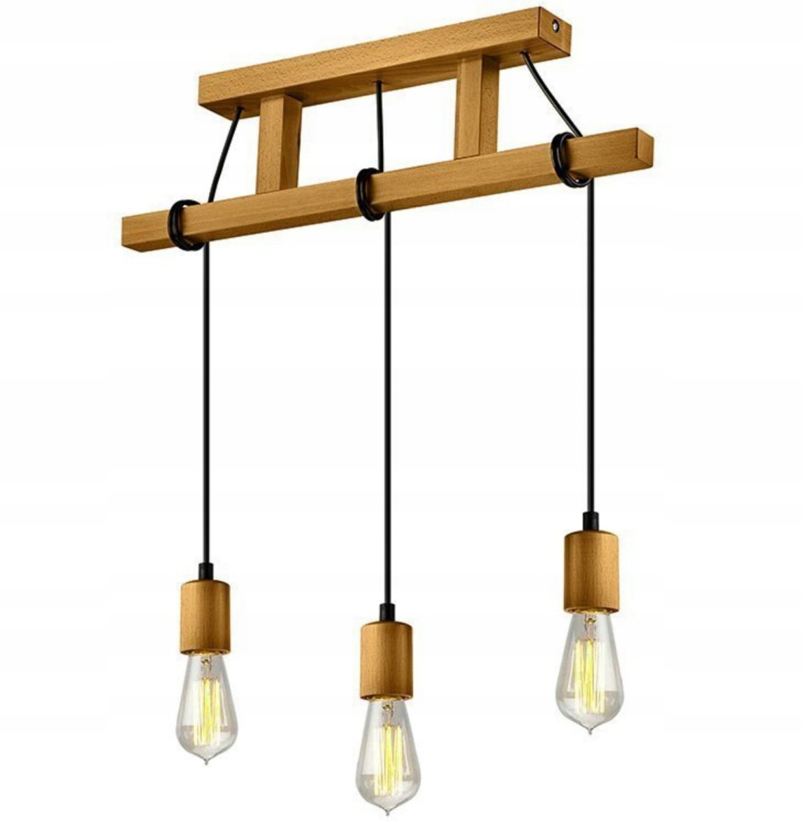Lampa WISZĄCA SUFITOWA LOFT DREWNIANA SKANDYNAWSKI