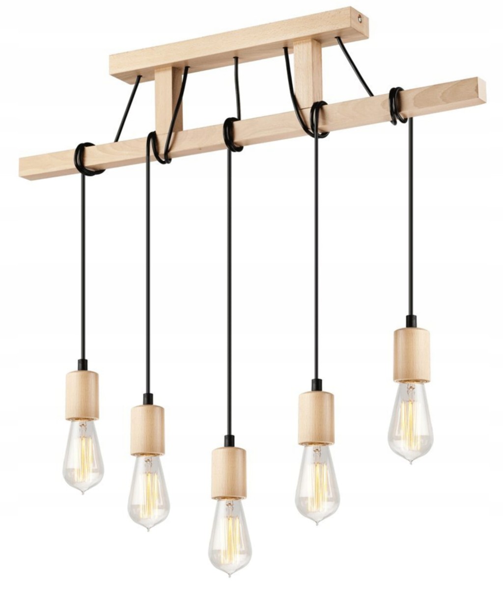 Lampa WISZĄCA SUFITOWA LOFT DREWNIANA SKANDYNAWSKI